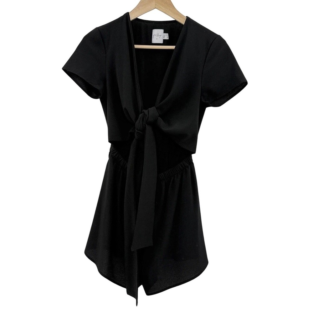 Princess Polly Ragnar Tie Front Romper Black Size 4 Grunge Festival Boho